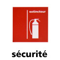 Pictogramme d’extincteur rouge 90x90mm de sécurité incendie et d’évacuation secu 105